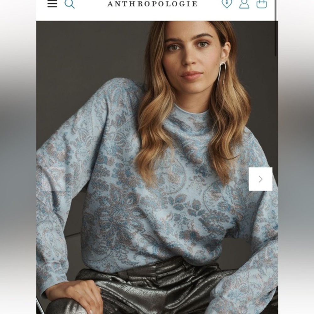 Anthropologie Beatrice paisley mock neck sweater: Lurex edition Size XL